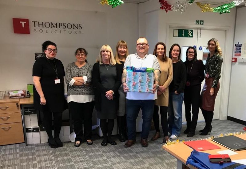 Thompsons donating sanitary products to Butler Court
